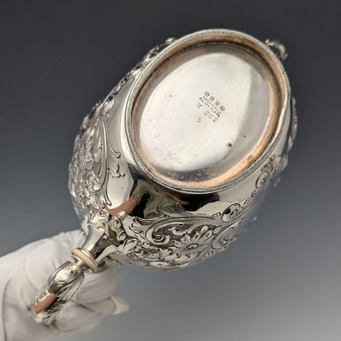 1890 British antique silver plate teapot by George Cutts